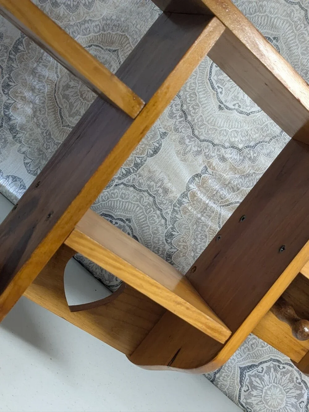 Wooden Heart Step Accent Wall Shelf - Natural Brown